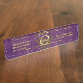 Beleggingsadviseur, gouden ring, Paarse lederen bl Naambordje (Zijkant)