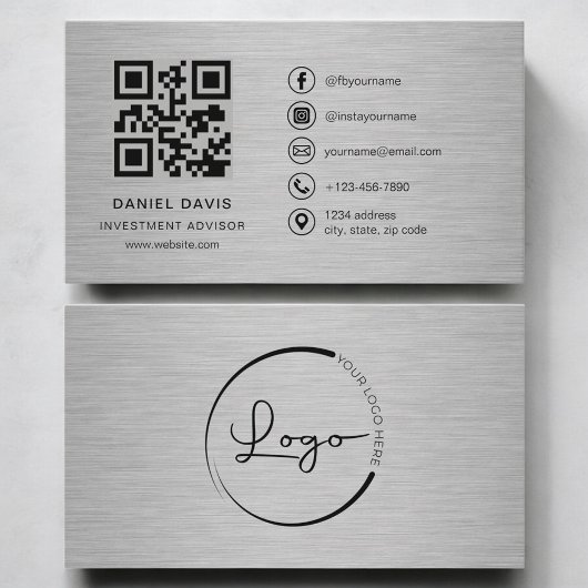 Beleggingsadviseur Metaal QR-code Visitekaartje