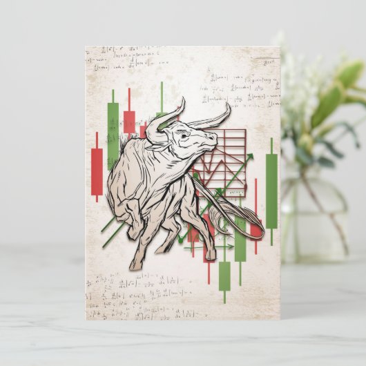 Beleggingsmarkt voor Beren en stieren Bedankkaart (Staand voorkant)