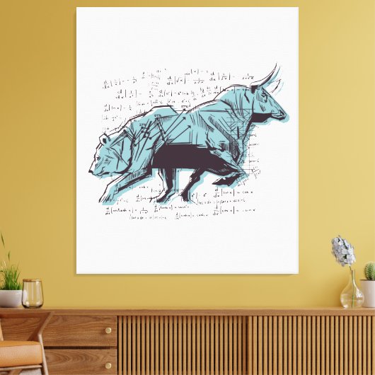 Beleggingsmarkt voor Beren en stieren Canvas Afdruk (Insitu (Woonkamer))