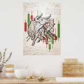 Beleggingsmarkt voor Beren en stieren Poster (Keuken)