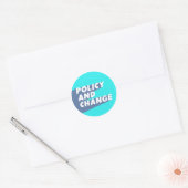 Beleid en wijzigingen (blauw en lichtblauw) ronde sticker (Envelop)