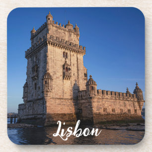 Belem-toren op zonsondergang in Lissabon, Portugal Bier Onderzetter