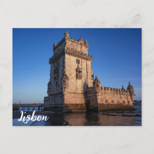 Belem-toren op zonsondergang in Lissabon, Portugal Briefkaart
