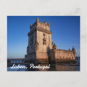 Belem-toren op zonsondergang in Lissabon, Portugal Briefkaart