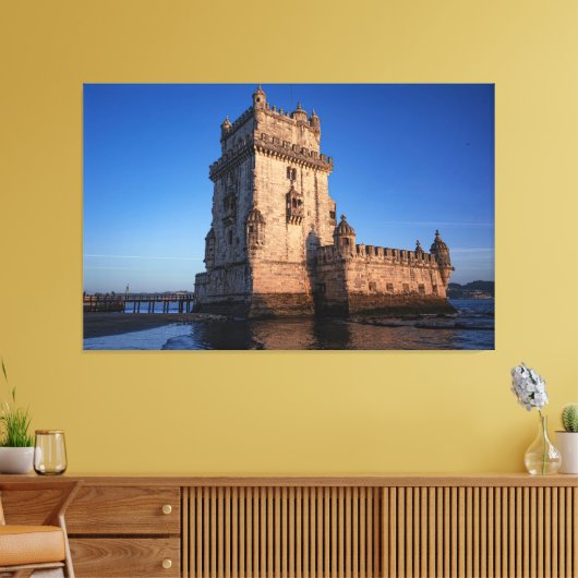 Belem-toren op zonsondergang in Lissabon, Portugal Canvas Afdruk (Insitu (Woonkamer))