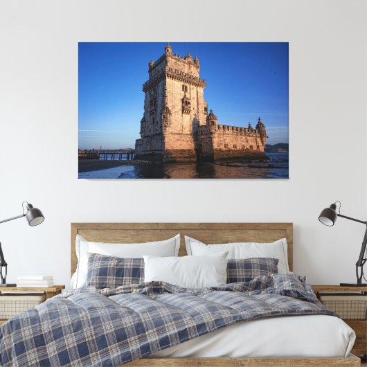 Belem-toren op zonsondergang in Lissabon, Portugal Canvas Afdruk (Insitu (Slaapkamer))
