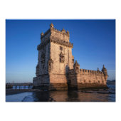 Belem-toren op zonsondergang in Lissabon, Portugal Foto Afdruk (Voorkant)