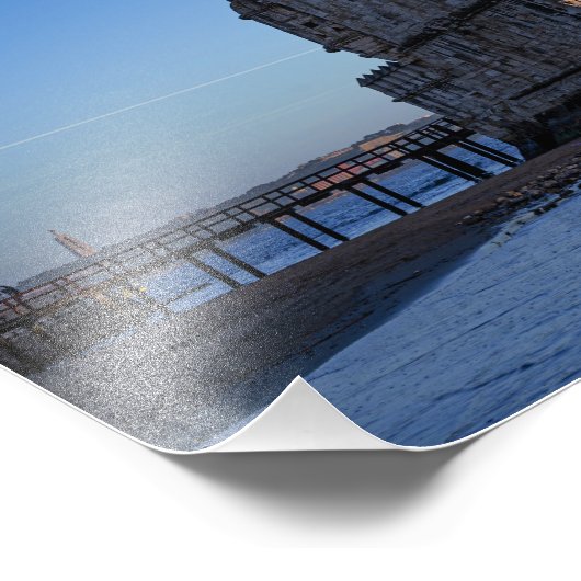 Belem-toren op zonsondergang in Lissabon, Portugal Foto Afdruk (Hoek)