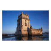 Belem-toren op zonsondergang in Lissabon, Portugal Foto Afdruk (Voorkant)