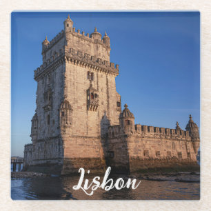 Belem-toren op zonsondergang in Lissabon, Portugal Glazen Onderzetter