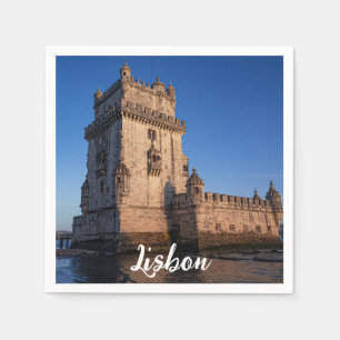 Belem-toren op zonsondergang in Lissabon, Portugal Servet