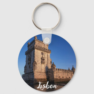 Belem-toren op zonsondergang in Lissabon, Portugal Sleutelhanger