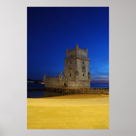 Belem Tower in Lissabon, Portugal (Sunset) Poster (Voorkant)