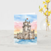 Belem Tower Lissabon Portugal Kaart (Gele Bloem)