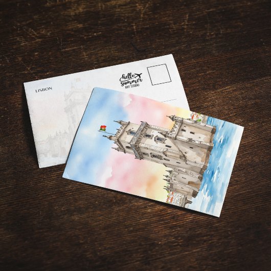 Belem Tower Lissabon Portugal Waterverf Briefkaart
