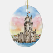 Belem Tower Lissabon Portugal Waterverf Keramisch Ornament (Rechts)