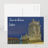 Belem Tower 's nachts in Lissabon. Portugal Briefkaart (Voorkant / Achterkant)