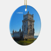 Belem Tower Scene Circle Kerstversiering Keramisch Ornament (Rechts)