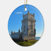 Belem Tower Scene Circle Kerstversiering Keramisch Ornament (Links)