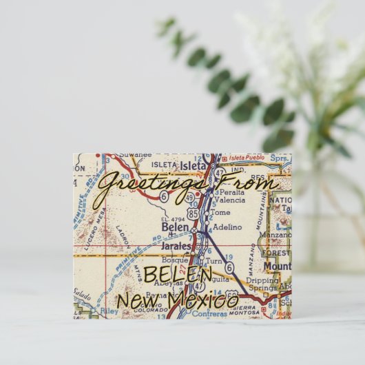 Belen New Mexico Map Briefkaart (Staand voorkant)