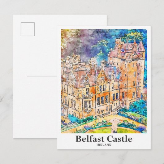 Belfast Castle Ireland Travel Waterverf Sketch Briefkaart (Voorkant / Achterkant)