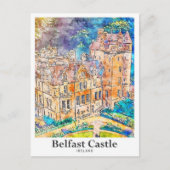 Belfast Castle Ireland Travel Waterverf Sketch Briefkaart (Voorkant)