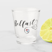 Belfast Flag Heart, Noord-Ierland Shot Glas (Voorkant)