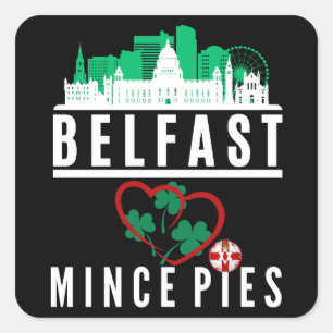 Belfast houdt van gehakt taarten stadsgezicht vierkante sticker