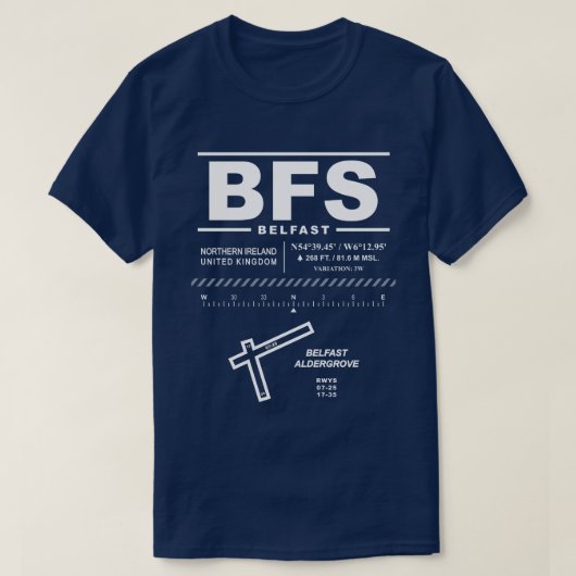 Belfast International Airport BFS T-shirt (Design voorkant)