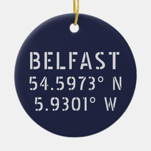 Belfast Latitude Longitude Keramisch Ornament (Voorkant)