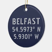 Belfast Latitude Longitude Keramisch Ornament (Links)