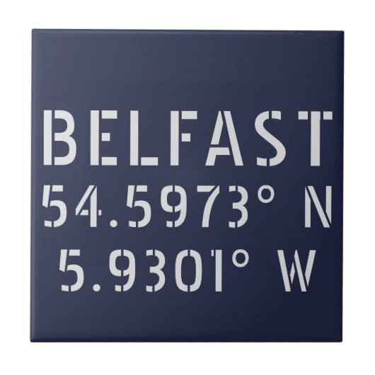 Belfast Latitude Longitude Tegeltje (Voorkant)