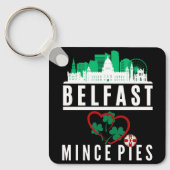 Belfast Loves Mince Pies (ontwerp aan de voorkant) Sleutelhanger (Voorkant)