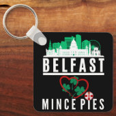 Belfast Loves Mince Pies (ontwerp aan de voorkant) Sleutelhanger (Voorkant)