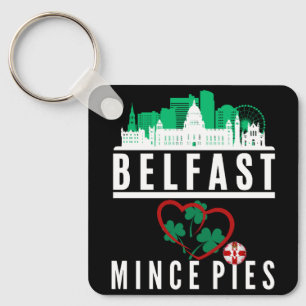 Belfast Loves Mince Pies (voor- en achterkant) Sleutelhanger