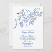 Belfast Maine Map Wedding Invitation - Penobscot Kaart (Voorkant)