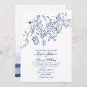 Belfast Maine Map Wedding Invitation - Penobscot Kaart (Voorkant / Achterkant)