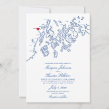 Belfast Maine Map Wedding Invitation - Penobscot
