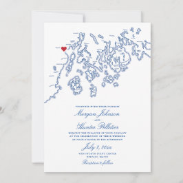 Belfast Maine Map Wedding Invitation - Penobscot Kaart
