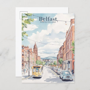 Belfast Noord-Ierland Gouache Illustratie Reizen Briefkaart