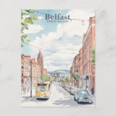 Belfast Noord-Ierland Gouache Illustratie Reizen Briefkaart (Voorkant)