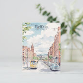 Belfast Noord-Ierland Gouache Illustratie Reizen Briefkaart (Staand voorkant)