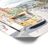 Belfast Noord-Ierland Gouache Illustratie Reizen Poster (Hoek)