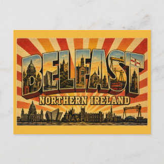 Belfast Noord-Ierland Hoofdstad Vintage Kunst Briefkaart