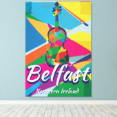 Belfast, Noord-Ierland Oude Reisposter Canvas Afdruk (Insitu (Houten vloer))