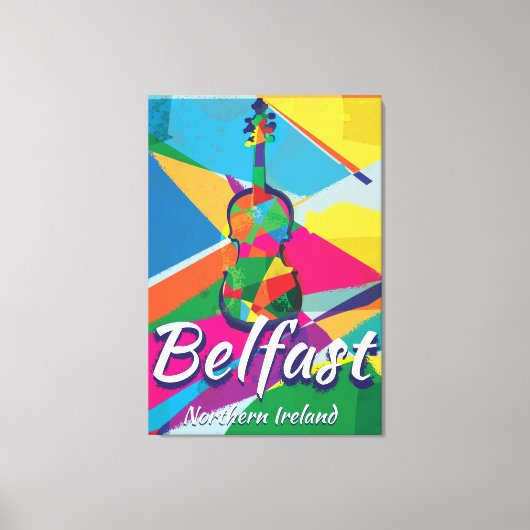 Belfast, Noord-Ierland Oude Reisposter Canvas Afdruk (Voorkant)