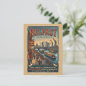 Belfast Noord-Ierland Retro Reisposter Briefkaart (Staand voorkant)