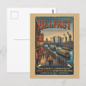 Belfast Noord-Ierland Retro Reisposter Briefkaart (Voorkant / Achterkant)