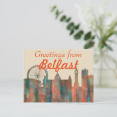 BELFAST, NOORD-IERLAND SKYLINE BRIEFKAART (Staand voorkant)